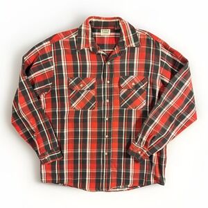 Five Brother Tallman L Mens Heavyweight Flannel Red Charcoal Plaid Workwear
